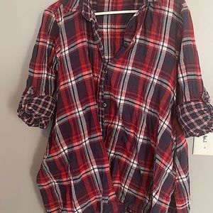 Red & Blue Long Flannel Shirt